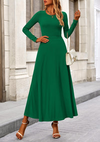 PRETTYGARDEN 2 Piece Casual Ribbed Knit Long Sleeve Crop Tops Maxi Flowy Skirts Matching Sets