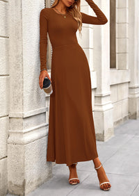 PRETTYGARDEN 2 Piece Casual Ribbed Knit Long Sleeve Crop Tops Maxi Flowy Skirts Matching Sets
