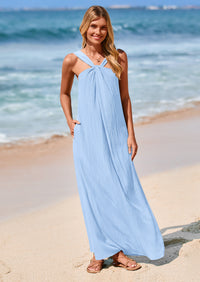 PRETTYGARDEN Womens Casual Long Summer Dresses Sleeveless Strappy Loose Flowy Beach Vacation Maxi Dress with Pockets