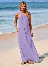 PRETTYGARDEN Womens Casual Long Summer Dresses Sleeveless Strappy Loose Flowy Beach Vacation Maxi Dress with Pockets