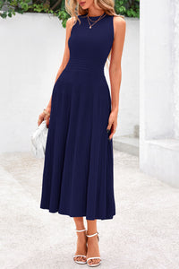 PRETTYGARDEN Spring Casual Dresses for Women Summer Business Work Midi Sleeveless A Line Pleated Cocktail Dress