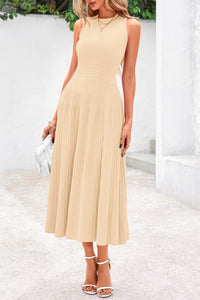PRETTYGARDEN Spring Casual Dresses for Women Summer Business Work Midi Sleeveless A Line Pleated Cocktail Dress