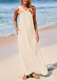 PRETTYGARDEN Womens Casual Long Summer Dresses Sleeveless Strappy Loose Flowy Beach Vacation Maxi Dress with Pockets