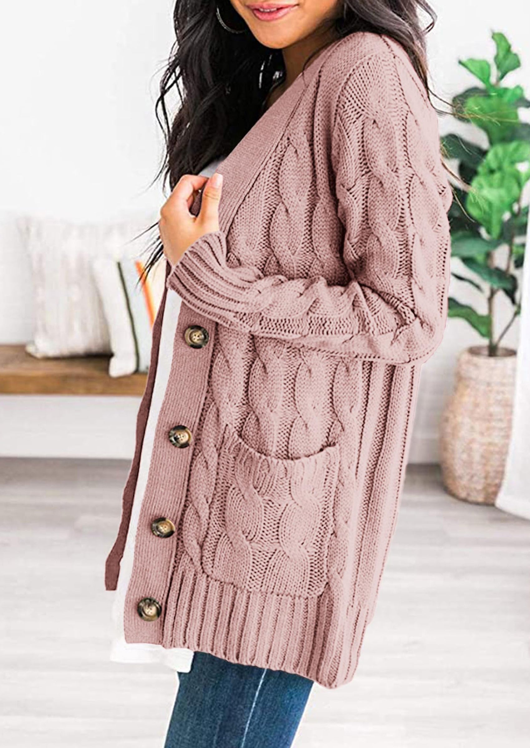 PRETTYGARDEN Women's Open Front Cardigan Sweaters Fall Fashion Button Down Cable Knit Chunky Winter Outerwear Coats