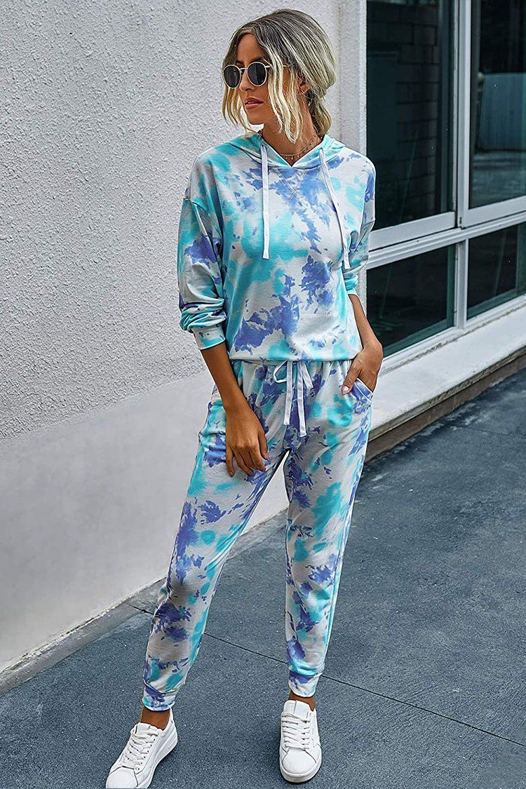 Tie Dye Two Piece Outfit, Women Tie Dye Pants Sets