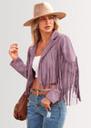 PRETTYGARDEN Women's Fringe Faux Suede Leather Jackets Fashion Tassel Motorcycle Cropped Coats