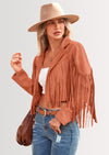 PRETTYGARDEN Women's Fringe Faux Suede Leather Jackets Fashion Tassel Motorcycle Cropped Coats