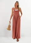PRETTYGARDEN Women's Bib Overalls Casual Summer Sleeveless Strap Loose Wide Leg Jumpsuits with Pockets