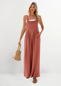 PRETTYGARDEN Women's Bib Overalls Casual Summer Sleeveless Strap Loose Wide Leg Jumpsuits with Pockets