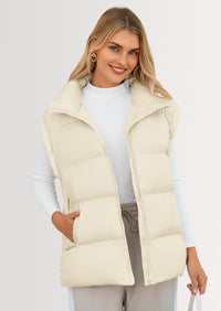 PRETTYGARDEN Women's Puffer Vest Fall Casual Stand Collar Lightweight Sleeveless Zip Up Padded Jackets Outerwear