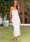 PRETTYGARDEN Women's Bodycon Long Dresses Summer Strapless Tube Twist Knot Front Ribbed Knit Maxi Cocktail Dress with Slit