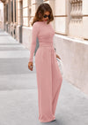PRETTYGARDEN Women's 2 Piece Lounge Sets Fall Fashion Long Sleeve Crop Top Wide Leg Pants Matching Sets Clothing
