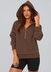 PRETTYGARDEN Women's Hooded Sweatshirts Long Sleeve Half Zip Cropped Hoodie Pullover Winter Fashion Clothes