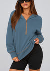 PRETTYGARDEN Women's Hooded Sweatshirts Long Sleeve Half Zip Cropped Hoodie Pullover Winter Fashion Clothes