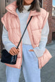 Casual Stand Collar Lightweight Sleeveless Zip Up Padded Coats