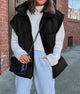 Casual Stand Collar Lightweight Sleeveless Zip Up Padded Coats