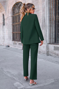 Business Casual Jacket Wide Leg Pants 2 Piece Blazer Sets