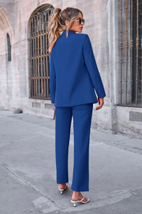 Business Casual Jacket Wide Leg Pants 2 Piece Blazer Sets