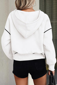 Long Sleeve Half Zip Cropped Pullover Hoodies