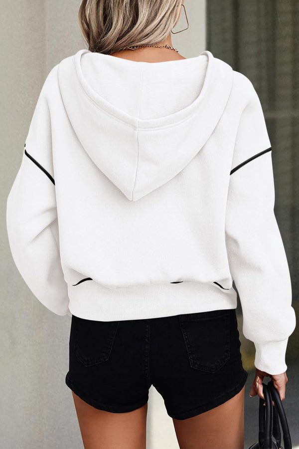 Long Sleeve Half Zip Cropped Pullover Hoodies
