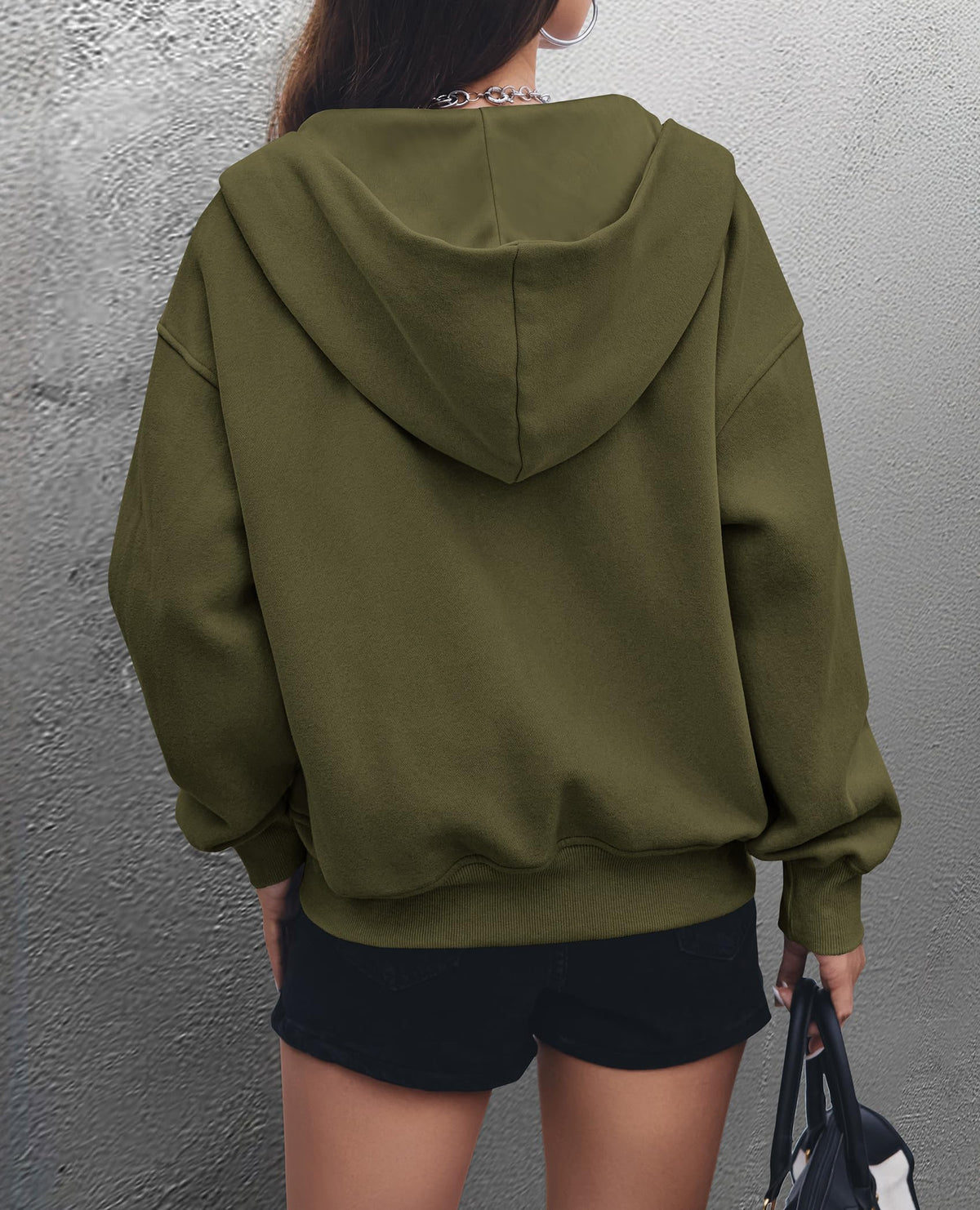 Y2K Zip Up Hoodie Long Sleeve Loose Fit Pockets Casual Sweatshirt