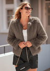 PRETTYGARDEN Women's Winter Coats Fleece Cropped Jacket Faux Fur Long Sleeve Pockets Shaggy Warm Outerwear Fall Clothes