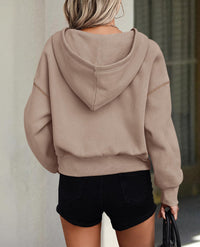 Long Sleeve Half Zip Cropped Pullover Hoodies