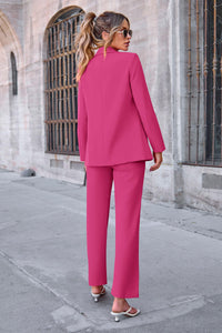 Business Casual Jacket Wide Leg Pants 2 Piece Blazer Sets
