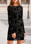 PRETTYGARDEN Women's Fall Fashion Floral Long Sleeve Mini Dress Mesh Bodycon Short Party Date Night Going Out Dresses