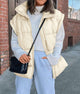 Casual Stand Collar Lightweight Sleeveless Zip Up Padded Coats