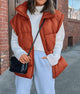 Casual Stand Collar Lightweight Sleeveless Zip Up Padded Coats