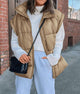 Casual Stand Collar Lightweight Sleeveless Zip Up Padded Coats