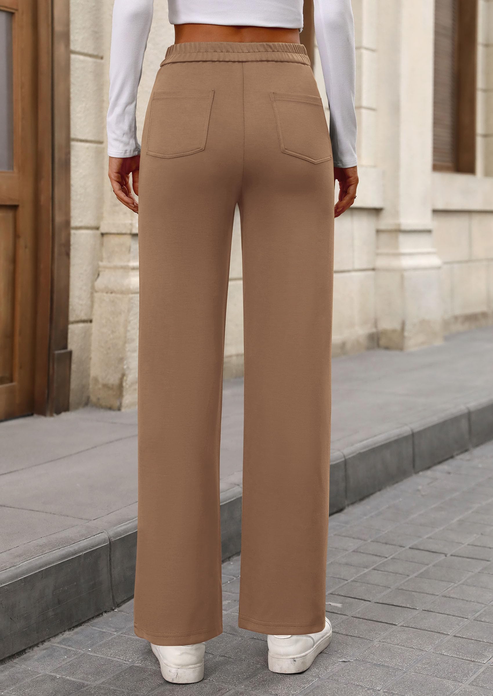 Wide Leg Trousers Camel Color Women's Dress Pants