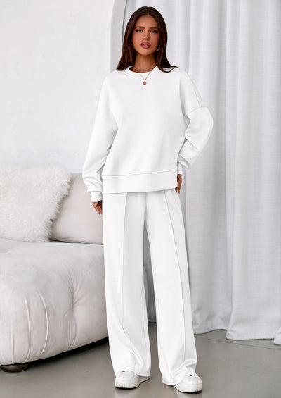 PRETTYGARDEN 2 Piece Sets For Women Fall Trendy Long Sleeve Sweatshirt Wide Leg Pants Loungewear Set Matching Sweatsuit