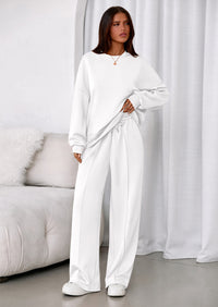 PRETTYGARDEN 2 Piece Sets For Women Fall Trendy Long Sleeve Sweatshirt Wide Leg Pants Loungewear Set Matching Sweatsuit