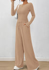 PRETTYGARDEN Women's 2 Piece Lounge Sets Fall Fashion Long Sleeve Crop Top Wide Leg Pants Matching Sets Clothing