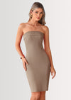 PRETTYGARDEN Tube Spring Dresses for Women Strapless Off Shoulder Ribbed Knit Bodycon Mini Summer Wedding Guest Dress
