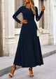 Casual Ribbed Knit Long Sleeve Crop Tops Maxi Flowy Skirts Two Piece Sets