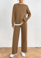 Long Sleeve Pullover Sweater Wide Leg Pants Two Piece Lounge Sets