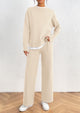 Long Sleeve Pullover Sweater Wide Leg Pants Two Piece Lounge Sets