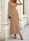 PRETTYGARDEN 2 Piece Casual Ribbed Knit Long Sleeve Crop Tops Maxi Flowy Skirts Matching Sets