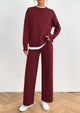Long Sleeve Pullover Sweater Wide Leg Pants Two Piece Lounge Sets
