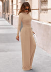 PRETTYGARDEN Women's 2 Piece Lounge Sets Fall Fashion Long Sleeve Crop Top Wide Leg Pants Matching Sets Clothing