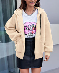 Zip Up Long Sleeve Loose Fit Y2K Casual Hoodies Cardigan