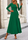 PRETTYGARDEN 2 Piece Casual Ribbed Knit Long Sleeve Crop Tops Maxi Flowy Skirts Matching Sets