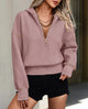 Long Sleeve Half Zip Cropped Pullover Hoodies