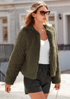 PRETTYGARDEN Women's Winter Coats Fleece Cropped Jacket Faux Fur Long Sleeve Pockets Shaggy Warm Outerwear Fall Clothes