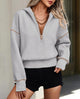 Long Sleeve Half Zip Cropped Pullover Hoodies