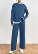 Long Sleeve Pullover Sweater Wide Leg Pants Two Piece Lounge Sets
