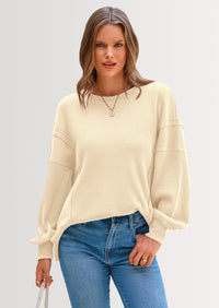 PRETTYGARDEN Oversized Sweatshirt for Women Fashion Crewneck Long Sleeve Pullover Waffle Knit Tops Fall Trendy Clothes
